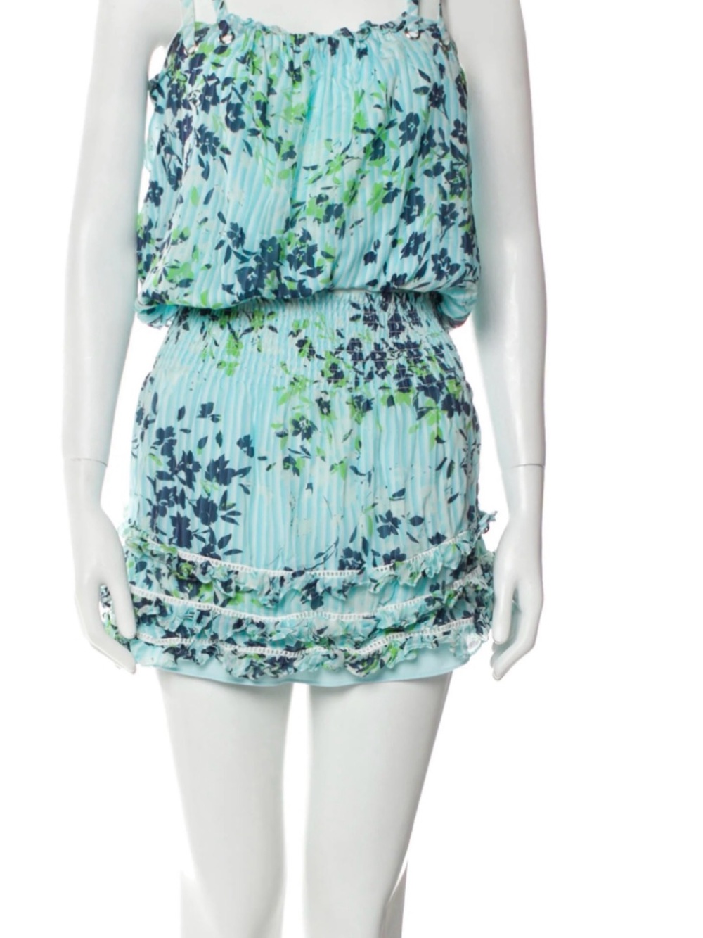 Ramy Brook Aqua Blue Floral Pleated set